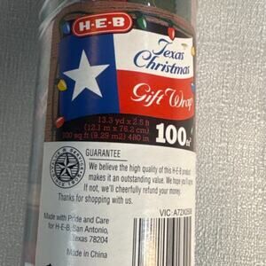Texas Holiday Christmas Wrapping Paper 100 sqft  30” long sealed- slight tear
